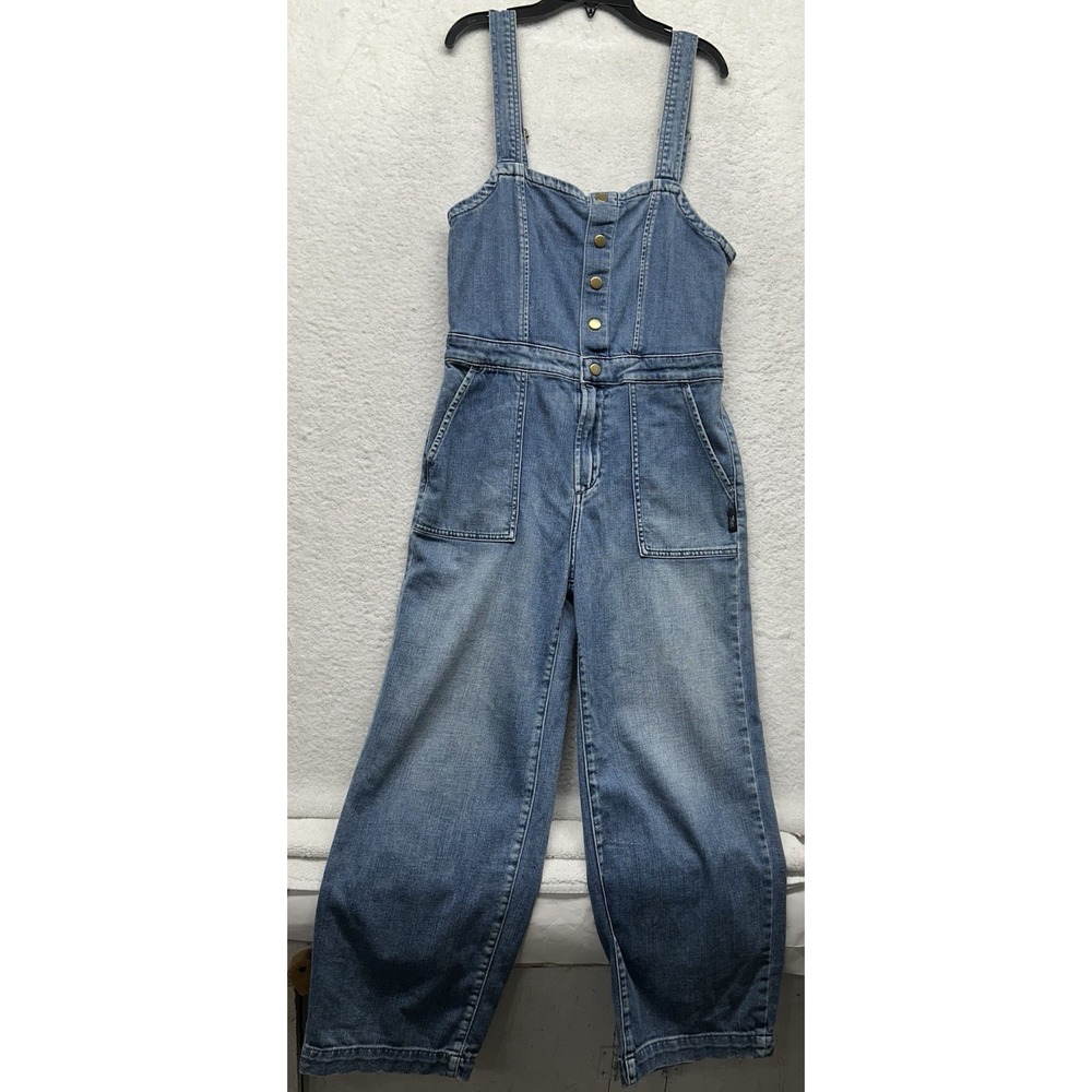 Silver Jeans Womens Size S Inseam 26 Blue Denim Utility Wide Leg Jumpsuit (V1)